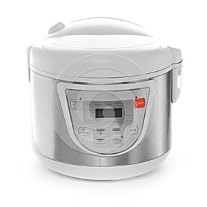 Slow cooker pressure cooker on a white background. macro. subject of home appliances cooking