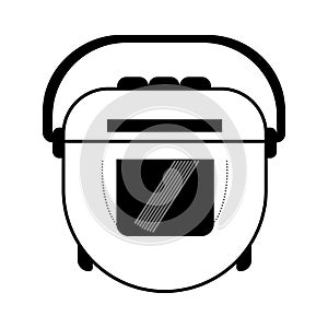 Slow cooker vector illustration icon. Isolated on a white background. Black and white icon