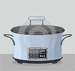 Slow cooking crock pot vector photo