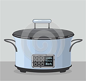 Slow cooking crock pot vector