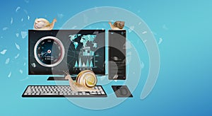 Slow desktop computer with snail