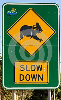 Slow down for Koalas sign