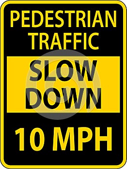 Slow Down Pedestrian Traffic 10 MPH Sign On White Background