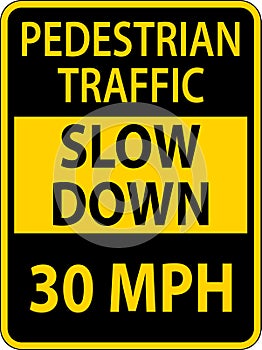 Slow Down Pedestrian Traffic 30 MPH Sign On White Background