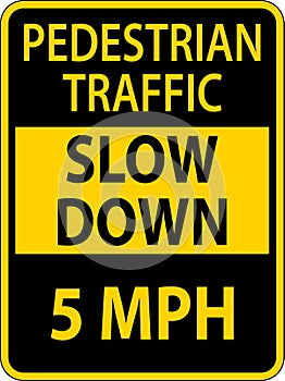 Slow Down Pedestrian Traffic 5 MPH Sign On White Background