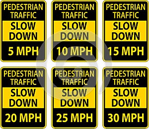 Slow Down Pedestrian Traffic Sign On White Background