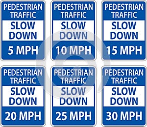 Slow Down Pedestrian Traffic Sign On White Background
