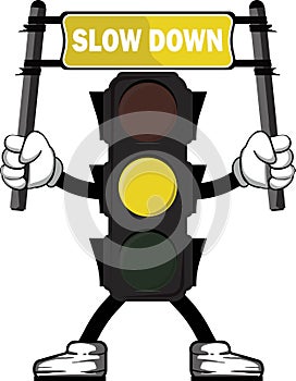 Slow down traffic sign cartoon