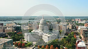 Slow drone rotation around Wisconsin State Capitol