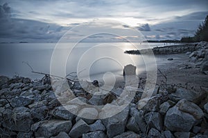 Slow exposure shot photography at the seaside