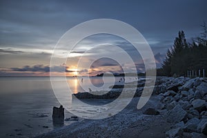 Slow exposure shot photography at the seaside