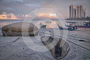 Slow exposure shot photography at the seaside