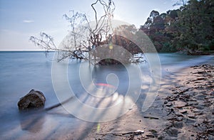 Slow exposure shot photography at the seaside