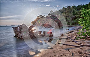 Slow exposure shot photography at the seaside