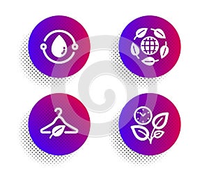 Slow fashion, Eco organic and Cold-pressed oil icons set. Leaves sign. Vector