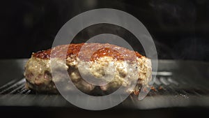 SLOW: A fried beefsteak on grill