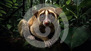 Slow Loris's Leisurely Climb in the Indonesian Jungle