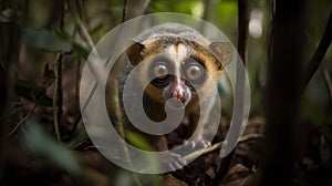 Slow Loris's Leisurely Climb in the Indonesian Jungle