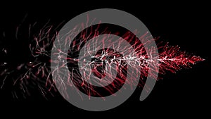 Slow motion 3D animation of white and red fiber optics light particles