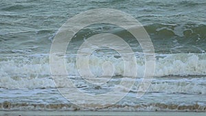 Slow Motion Beautiful Blue Giant Ocean Wave Crashing on Beach in Thailand