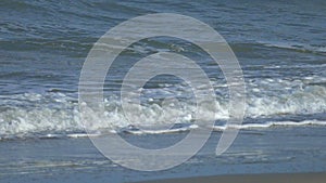 Slow Motion Beautiful Blue Giant Ocean Wave Crashing on Beach in Thailand