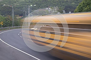 Slow motion bus at Cuesta del Plomo higgway, Managua photo