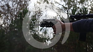 Slow Motion Close Up Of Multiple Gun Shots Fired From Assault Rifle