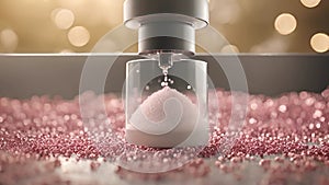 slow motion footage microbeads being dispensed