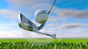 Slow Motion Golf strike 3d render