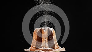 Slow Motion of a Italian christmas homemade cake. Pandoro.