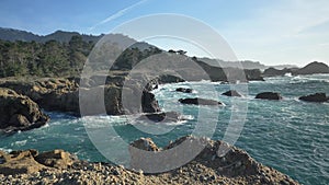 SLow Motion Piont Lobos scenic landscapes of Big Sur coast of the pacific ocean