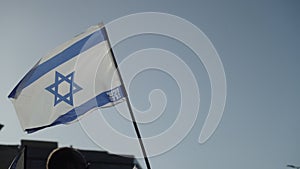 Slow motion of protestors demonstrating with Israel national flags