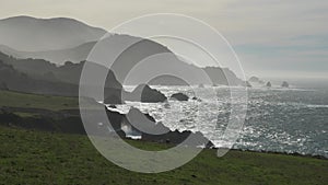 Slow motion scenic landscapes of Big Sur coast of the pacific ocean