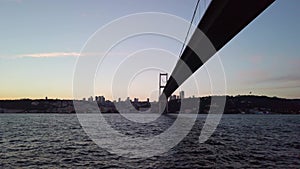 Slow-motion shot: Bridge from below, twilight view.