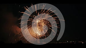 A slow-motion shot of fireworks exploding in the night sky created with Generative AI