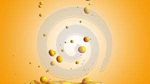 Slow Motion shot of orange juice splash isolated background with alpha channel. 3d 4K