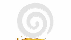 Slow Motion shot of orange juice splash isolated on white background with alpha channel. 3d 4K