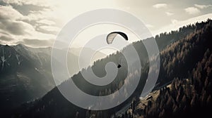 A slow-motion shot of a paraglider soaring through the sky created with Generative AI