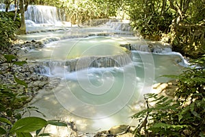 Slow motion of Tat Kuang Si Waterfall Luang Prabang Laos