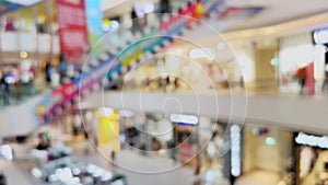 Slow motion video. Electronic supermarket. Blur background. Retail