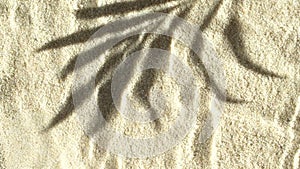 Slow motion water surface ripples and splash with palm tree leaf shadow on sand