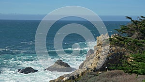 Slow motion of waves scenic landscapes of Big Sur coast of the pacific ocean