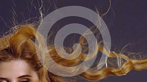 Slow motion of woman flying hair.