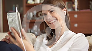 Slow Motion Woman talking on phone having conversation via video chat. Businesswoman using smart phone