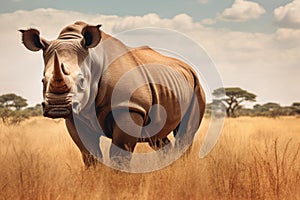 Slow-moving Rhinoceros african savanna animal. Generate Ai