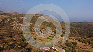 Slow panoramic of Marina di Camerota mountains and coast line