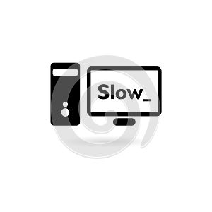 Slow PC icon isolated on white background