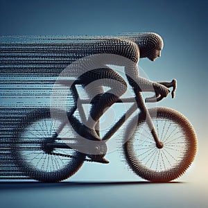 Slow Shutter Speed ASCII A trailing bike formed from text charac photo