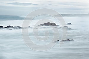 Slow shutterspeed, dreamy ocean landscape