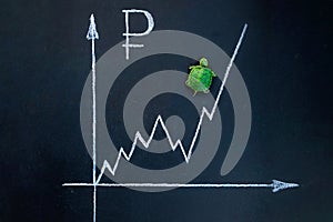 Slow but stable investment or low fluctuate stock market concept photo